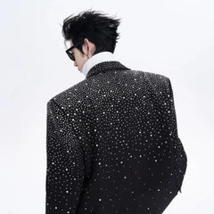 Men's Black Crystal Embellished Blazer