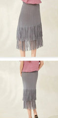 Luxury Pleated Tassel Skirt
