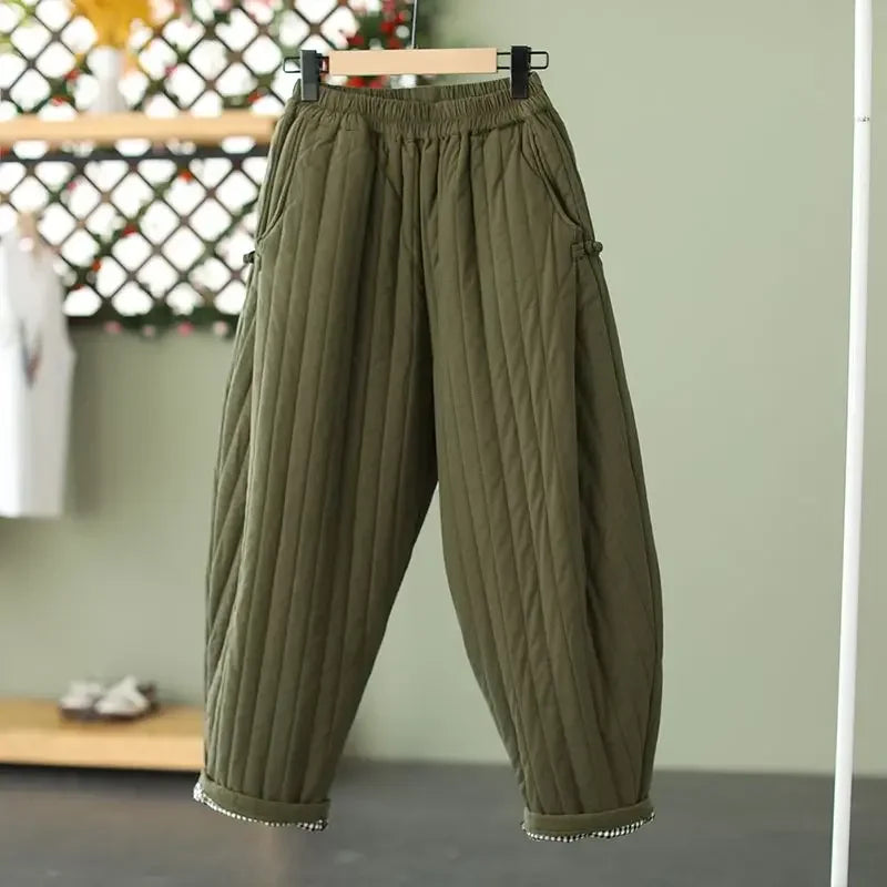 HEYFANCYSTYLE Luxe Elastic Waist Cotton Down Pants