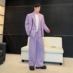 Men's Bold Lavender Oversized Blazer & Loose Fit Trousers