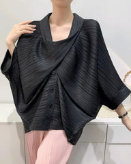Luxury Overlap Draped Plissé Top