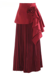 Floral Pleated Basque Waist Skirt