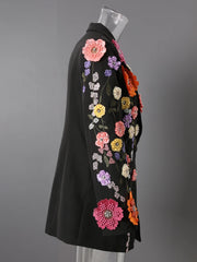 Luxurious 3D Floral Blazer