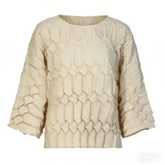Pleated Geometric Plissé Top