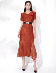 Luxury Plisse 3D Floral Dress