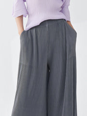 Luxury Plisse Wide-Leg Trousers