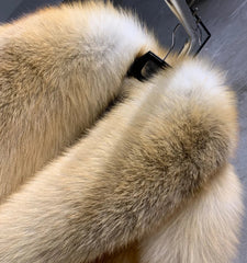 Golden Island Fox Fur Cropped Bomber