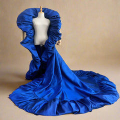Taffeta Ruffled Extra Long Cape
