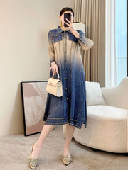 Premium Plisse Denim Dress