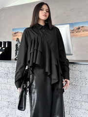 Luxury Asymmetric Ruffle Blouse