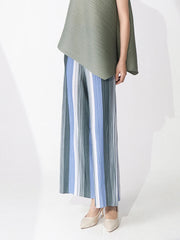 Striped Pleated Wide Leg Pants - Palazzo Style