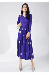 Truly Pleated Polka Dot Midi Dress