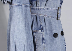 Luxury Soft Denim Trench Coat