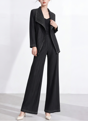 Petite Plissé Two-Piece Pant Set