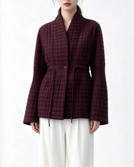 Drawstring Quilted Plissé Jacket