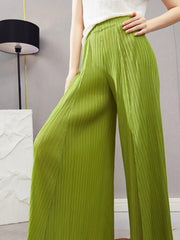 Lightweight Plissé Wide Leg Trousers