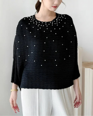 Luxury Pearl Pleated Dolman Top