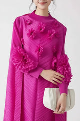 Couture Plisse 3D Floral Dress