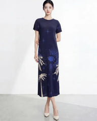 Special Travel Plissé Midi Dress