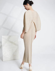 Luxury Pleated Batwing Sleeves Dress
