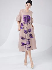 Women's Elegant Japanese Pleated Floral Dress