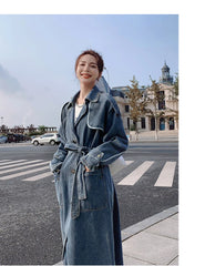 Women's Stylish Oversized Denim Trench Coat