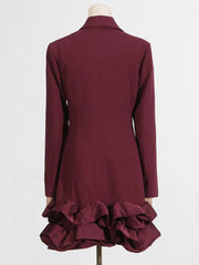 Elegant Ruffle Hem Blazer Dress