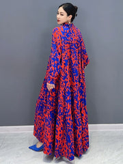 Trendy Luxe Red and Blue Comfortable Long Dress