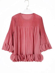Luxury Plissé Ruffle Blouse