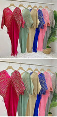 Luxury Pleated Tassel V-Neck Dress