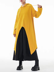 Women's Round Cut Yellow Long Sweatshirt Hoodie