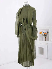 Unique Pleated Ruffle Dress