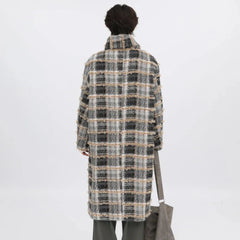 Men's Tailored Tweed Plaid Long Coat