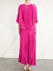 Elegant Plissé Blouse & Skirt