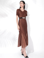 Luxury Plisse 3D Floral Dress