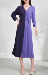 Elegant V-Neck Pleats Dress