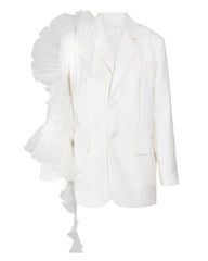 Luxury Asymmetric Ruffle Blazer