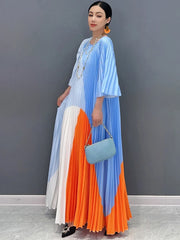 HEYFANCYSTYLE Elegant Oversized Tri-color Dress