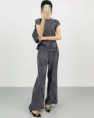 Luxury Petite Plisse Pant Suit