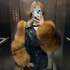 Luxury Leather Jacket with Genuine Fur