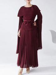 Maxi Pleated Skirt & Dolman Sleeve Top