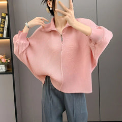 Elegant Pleated Dolman Blouse