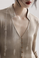 Simple Minimalist V-Neck Long Dress Shirt