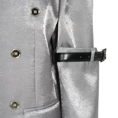 Women's Pearly Metallic Silver Oversized Blazer