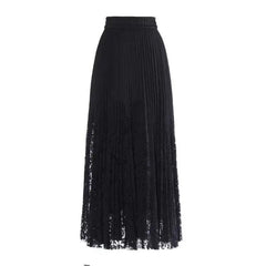 Luxury Pleated Lace Trim Skirt