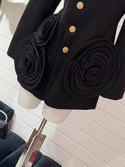 Designer Slim-Fit Rosette Jacket Blazer