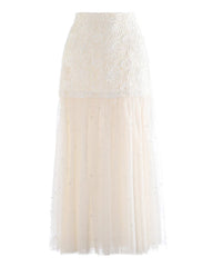 Luxury Pearl Tulle Maxi Skirt