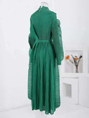 Unique Pleated Ruffle Dress