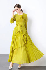 Elegant Plisse Blouse & Skirt Set