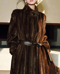 Luxury Faux Fur Belted Long Coat